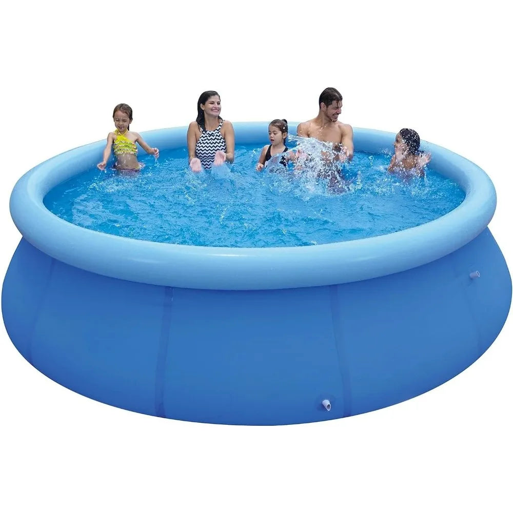 Inflatable Swimming Pool 12ft x 36in Outdoor Above Ground Round Air Top Ring Pools, for Adults,With Repair Patch, Blue