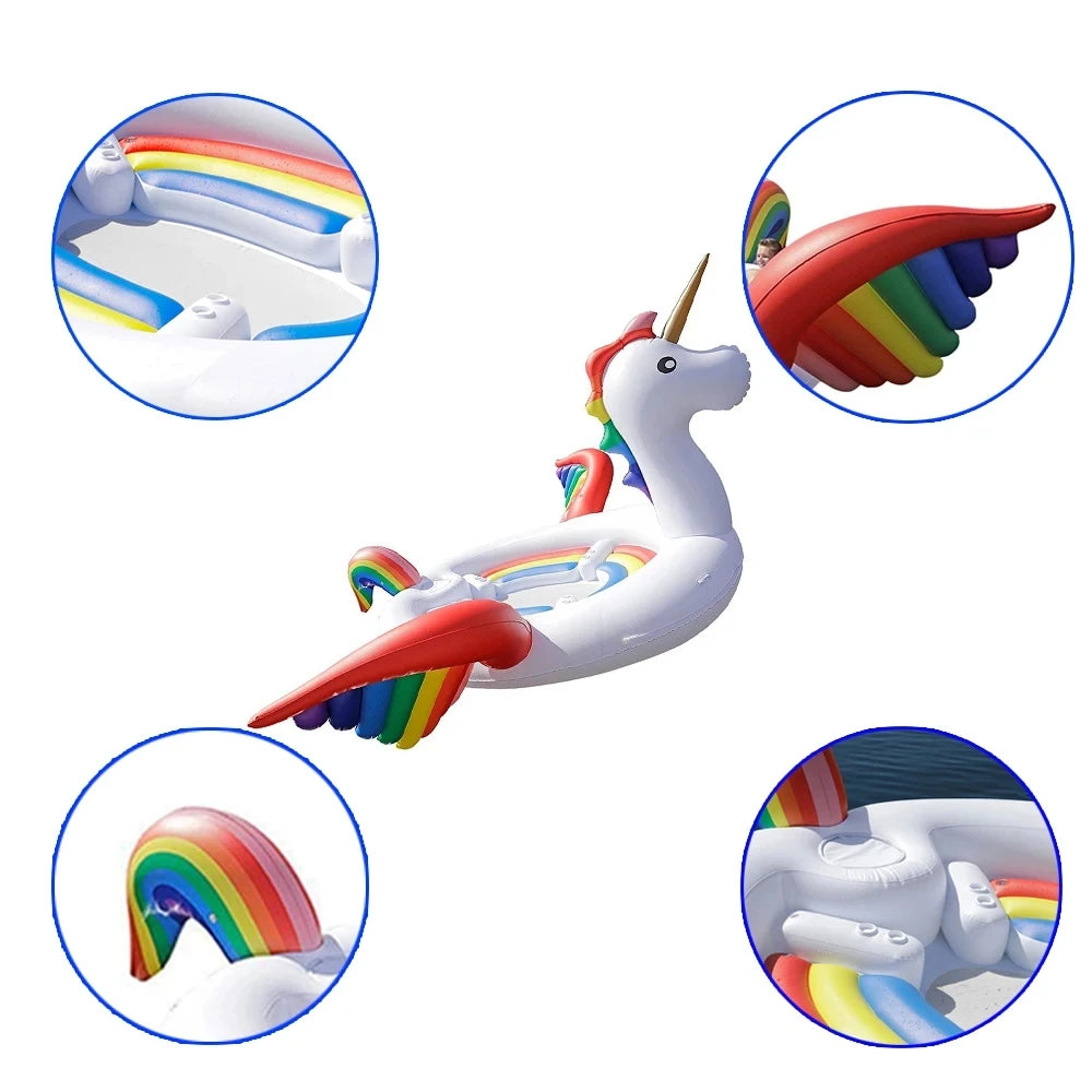 Giant Inflatable Unicorn Swimming Pool Float, Huge Flamingo Pool Accessories, Island Party Floating Beach Toy, Outdoor Toy, 6-8