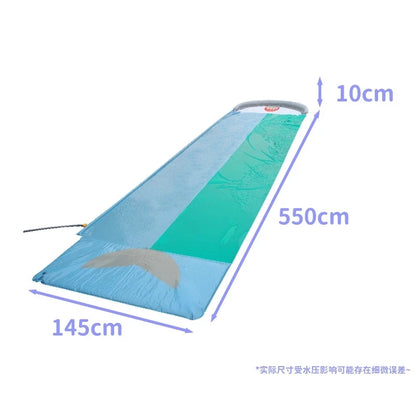 550CM Shark Double Lawn Water Slide 18FT Giant Dual Racing Backyard PVC Slide for Kids Summer Surfboard Splash Mat Funny Toys